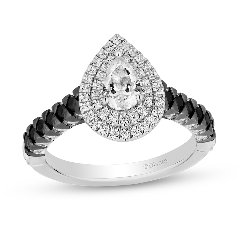 Main Image 1 of Enchanted Disney Villains Evil Queen 1 CT. T.W. Diamond Teardrop Frame Engagement Ring in 14K White Gold