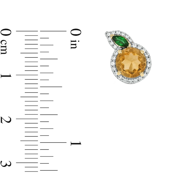 Lab-Created Citrine, Lab-Created Emerald and 1/5 CT. T.w. Diamond Orange Studs in Sterling Silver with 14K Gold Plate
