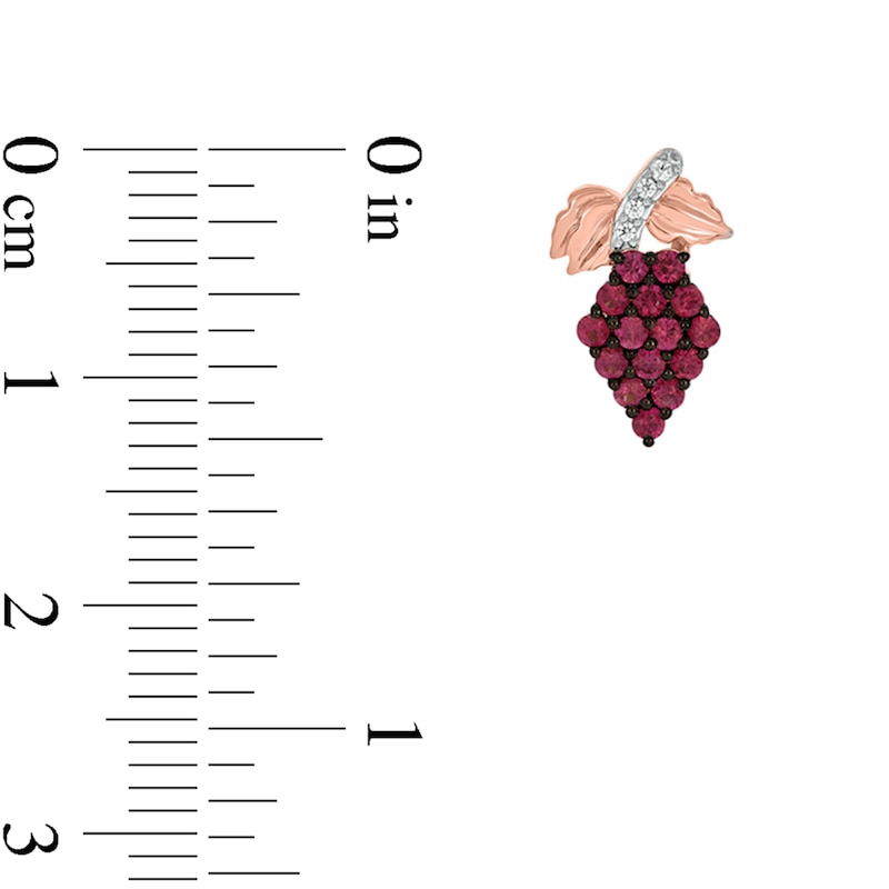 Main Image 3 of Lab-Created Ruby and Diamond Accent Grapes Stud Earrings in Sterling Silver with 14K Rose Gold Plate