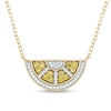 Thumbnail Image 1 of Yellow Lab-Created Sapphire and 1/6 CT. T.W. Diamond Lemon Slice Necklace in Sterling Silver with 14K Gold Plate