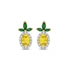 Thumbnail Image 2 of Lab-Created Sapphire, Lab-Created Emerald and Diamond Accent Pineapple Studs in Sterling Silver with 14K Gold Plate