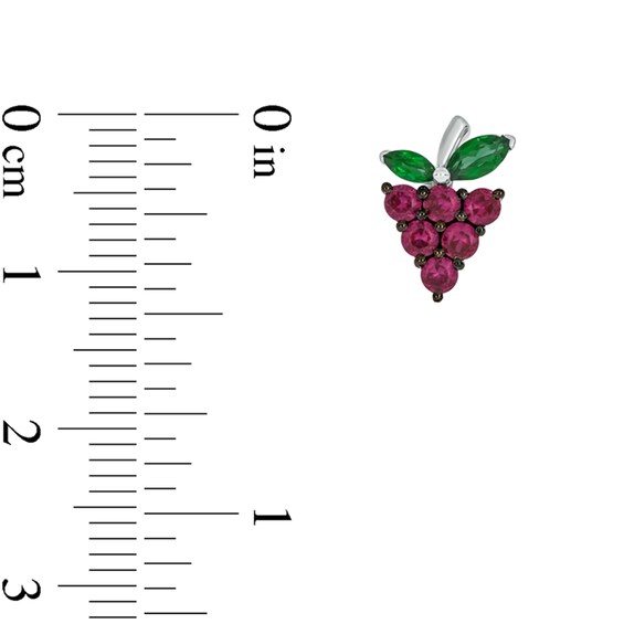 Lab-Created Ruby and Lab-Created Emerald Grapes Stud Earrings in Sterling Silver