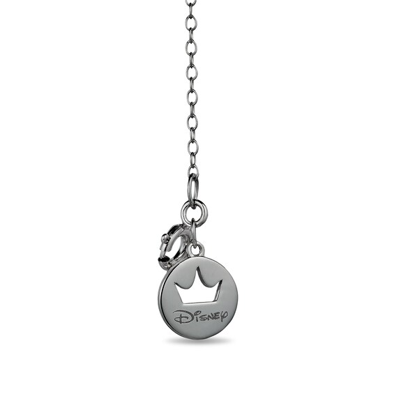 Enchanted Disney Villains Maleficent Rose Quartz and 1/5 CT. T.w. Diamond Mirror Pendant in Black Sterling Silver - 19"