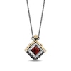 Thumbnail Image 0 of Enchanted Disney Villains Evil Queen Garnet and 1/5 CT. T.W. Diamond Square Pendant in Sterling Silver and 10K Gold