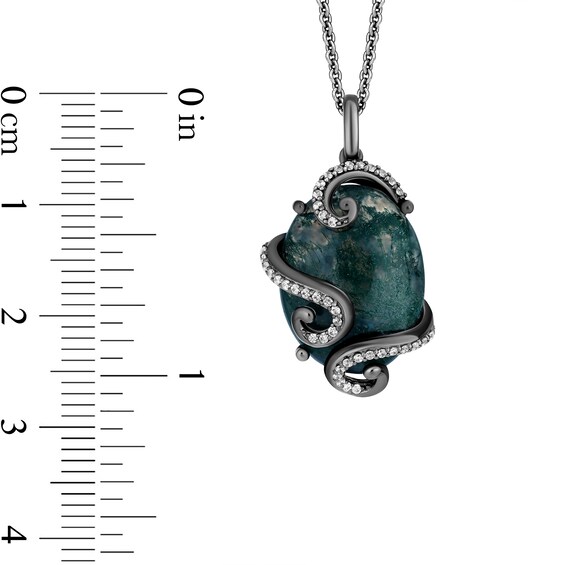 Enchanted Disney Villains Ursula Green Quartz and 1/6 CT. T.w. Diamond Tentacle Wrap Pendant in Black Sterling Silver