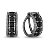 Thumbnail Image 1 of Enchanted Disney Villains Maleficent Onyx and 1/20 CT. T.W. Diamond Claw Hoop Earrings in Sterling Silver