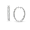 Thumbnail Image 1 of 3 CT. T.W. Baguette-Cut Lab-Grown Diamond Inside-Out Hoop Earrings in 10K White Gold (I/I1)
