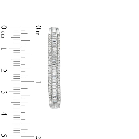 3 CT. T.w. Baguette-Cut Lab-Grown Diamond Inside-Out Hoop Earrings in 10K White Gold (I/I1)