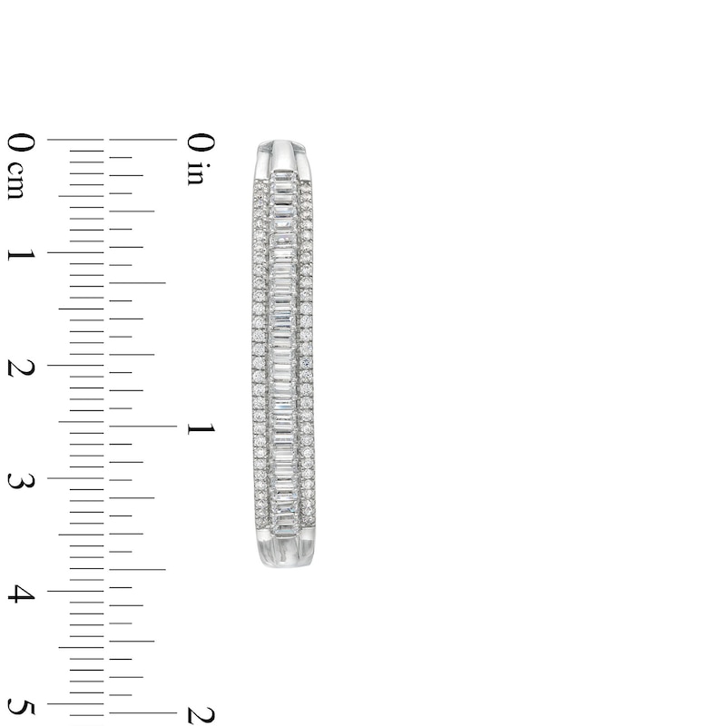 Main Image 3 of 3 CT. T.W. Baguette-Cut Lab-Grown Diamond Inside-Out Hoop Earrings in 10K White Gold (I/I1)
