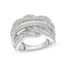 3 CT. T.W. Lab-Grown Diamond Woven Orbit Ring in 10K White Gold