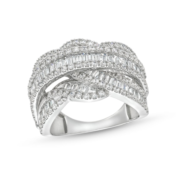 3 CT. T.w. Lab-Grown Diamond Woven Orbit Ring in 10K White Gold