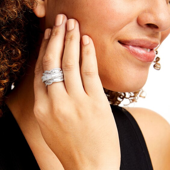 3 CT. T.w. Lab-Grown Diamond Woven Orbit Ring in 10K White Gold