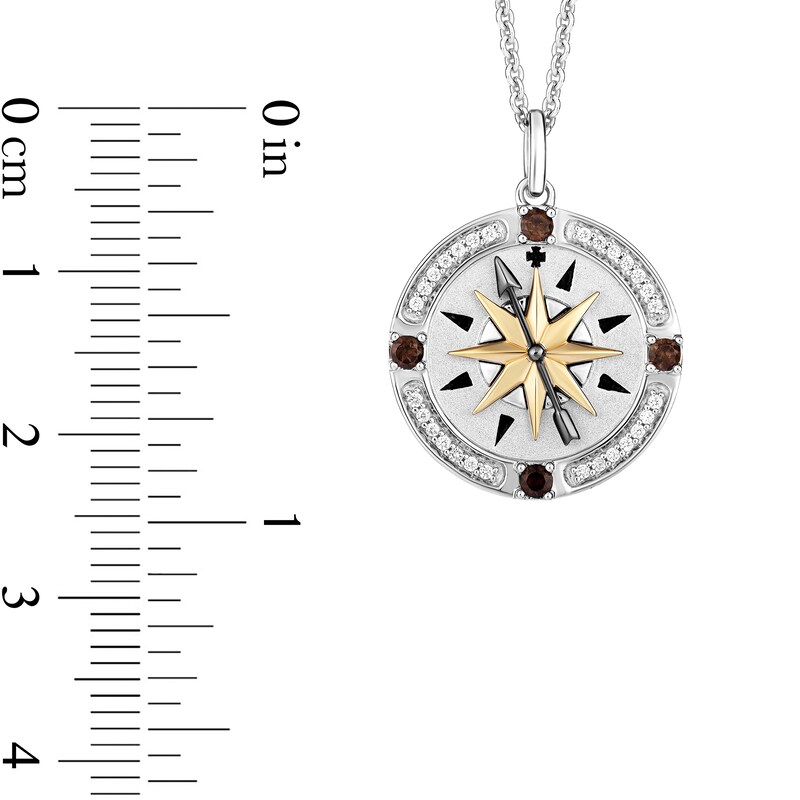Main Image 3 of Enchanted Disney Pocahontas Smoky Quartz and 1/10 CT. T.W. Diamond Compass Pendant in Sterling Silver and 10K Gold