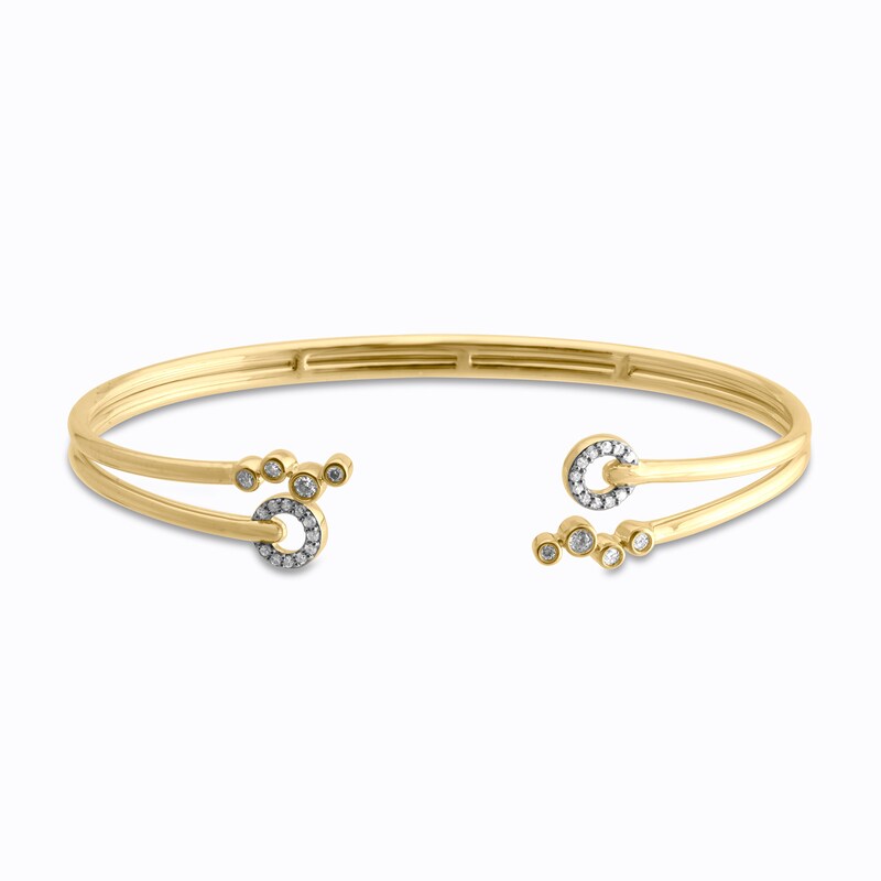 1/4 CT. T.W. Diamond Circles Cluster Open Bangle in 10K Gold