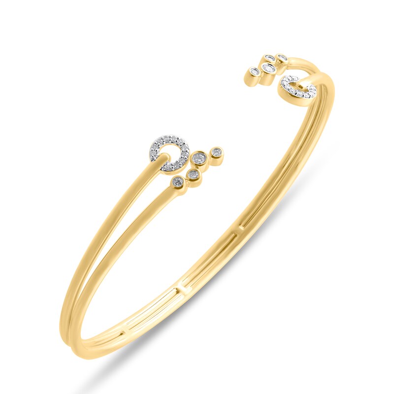 Main Image 2 of 1/4 CT. T.W. Diamond Circles Cluster Open Bangle in 10K Gold