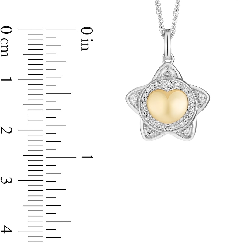 Main Image 3 of Enchanted Disney Wish 1/8 CT. T.W. Diamond Puffed Star Pendant in Sterling Silver and 10K Gold - 19&quot;