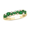Thumbnail Image 1 of Multi-Shaped Lab-Created Emerald and 1/10 CT. T.W. Diamond Band in Sterling Silver with 14K Gold Plate