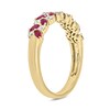 Thumbnail Image 2 of Marquise-Cut Lab-Created Ruby and 1/5 CT. T.W. Diamond Flower Petal Band in Sterling Silver with 14K Gold Plate
