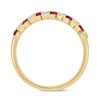 Thumbnail Image 3 of Marquise-Cut Lab-Created Ruby and 1/5 CT. T.W. Diamond Flower Petal Band in Sterling Silver with 14K Gold Plate