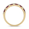 Thumbnail Image 3 of Marquise-Cut Lab-Created Ruby and 1/3 CT. T.W. Diamond Triple Row Band in Sterling Silver with 14K Gold Plate