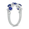Thumbnail Image 2 of Pear-Shaped Blue Lab-Created Sapphire and 1/3 CT. T.W. Diamond Alternating Bows Band in Sterling Silver