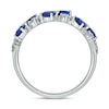 Thumbnail Image 3 of Pear-Shaped Blue Lab-Created Sapphire and 1/3 CT. T.W. Diamond Alternating Bows Band in Sterling Silver
