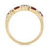 Thumbnail Image 3 of Pear-Shaped Lab-Created Ruby and 1/4 CT. T.W. Diamond Wavy Band in Sterling Silver with 14K Gold Plate