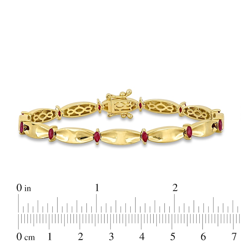 Main Image 2 of Eternally Bonded Marquise-Cut Ruby Station Cinch Line Bracelet in 10K Gold - 7.25"