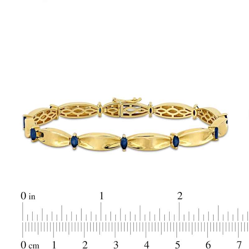 Main Image 2 of Eternally Bonded Marquise-Cut Blue Sapphire Station Cinch Line Bracelet in 10K Gold - 7.25&quot;