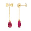 Thumbnail Image 1 of Eternally Bonded Faceted Pear-Shaped Lab-Created Ruby and Diamond Accent Bow Stud Chain Drop Earrings in 10K Gold