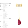 Thumbnail Image 2 of Eternally Bonded Faceted Pear-Shaped Lab-Created Ruby and Diamond Accent Bow Stud Chain Drop Earrings in 10K Gold