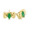 Thumbnail Image 2 of Eternally Bonded Marquise-Cut Emerald Bow Stud Earrings in 10K Gold