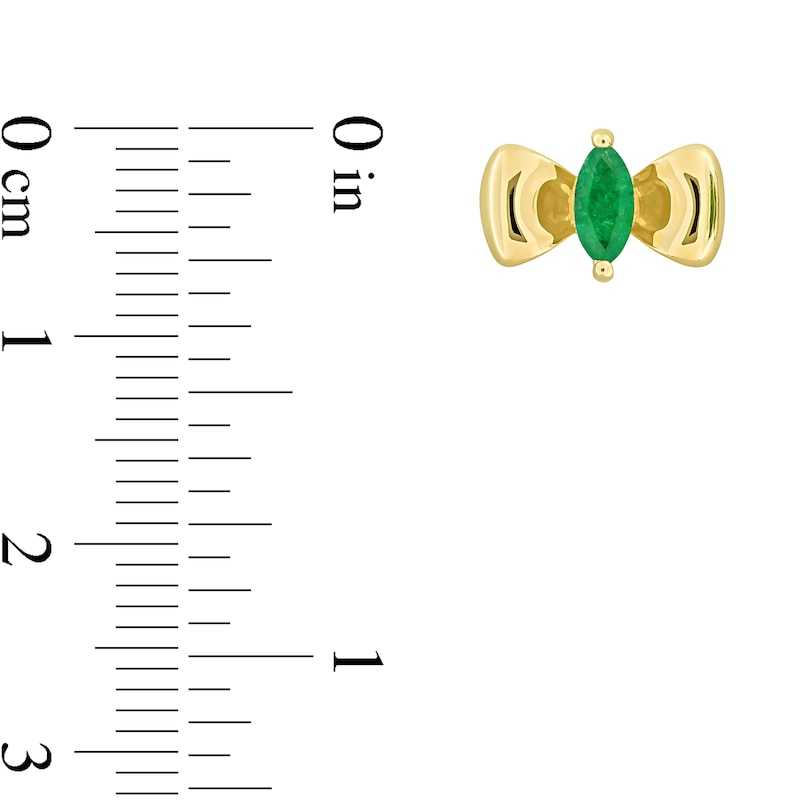 Main Image 3 of Eternally Bonded Marquise-Cut Emerald Bow Stud Earrings in 10K Gold