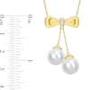 Thumbnail Image 2 of Eternally Bonded 8.5-9.0mm Freshwater Cultured Pearl and Diamond Accent Bow Necklace in 10K Gold