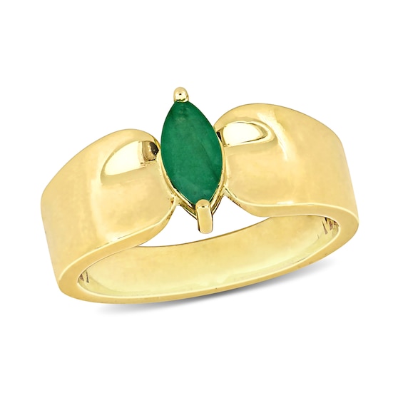 Eternally Bonded Marquise-Cut Emerald Solitaire Ring 10K Gold