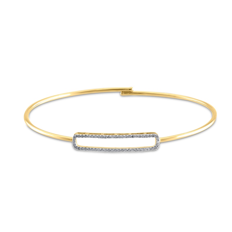 Main Image 1 of 1/5 CT. T.W. Diamond Sideways Single Paper Clip Bangle in 10K Gold
