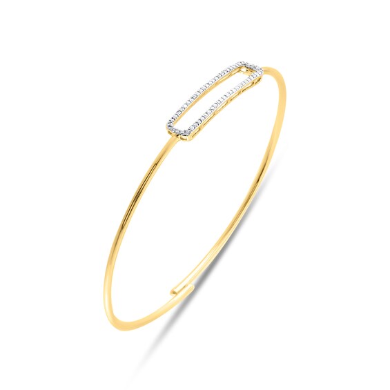 1/5 CT. T.w. Diamond Sideways Single Paper Clip Bangle in 10K Gold