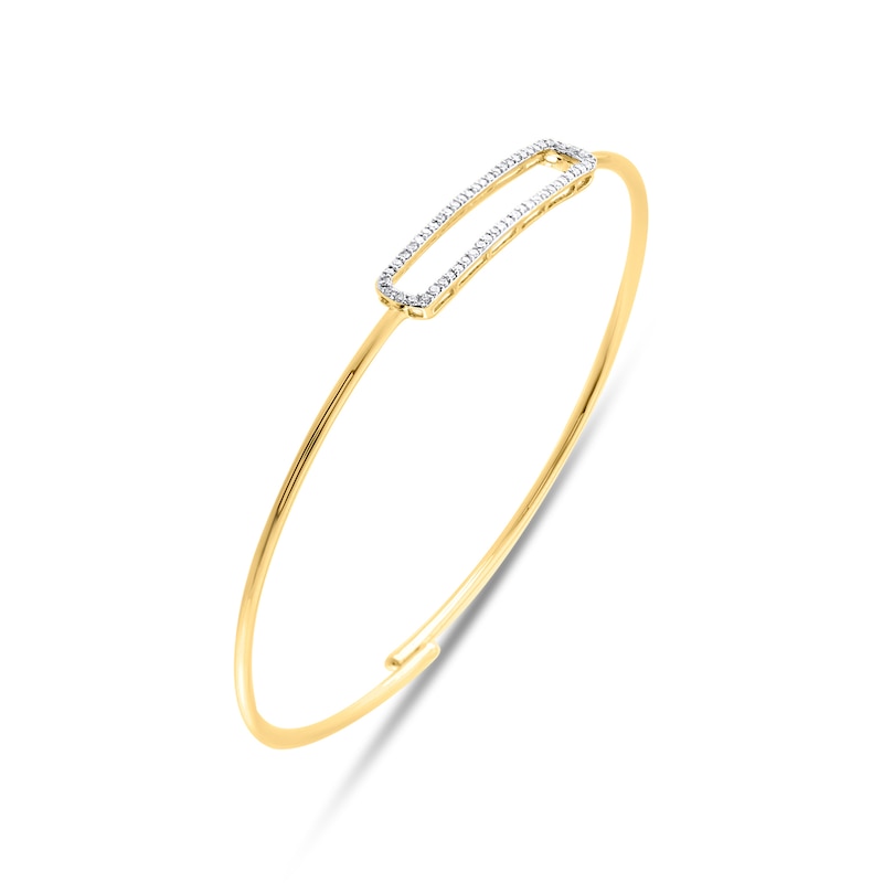 Main Image 2 of 1/5 CT. T.W. Diamond Sideways Single Paper Clip Bangle in 10K Gold