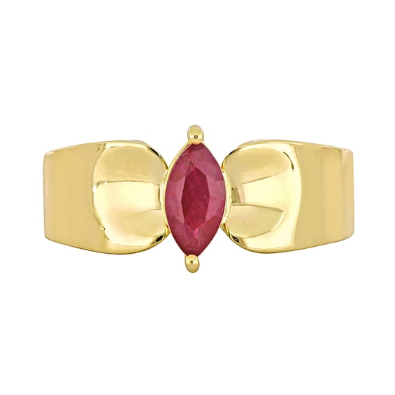 Eternally Bonded Marquise-Cut Ruby Solitaire Ring in 10K Gold