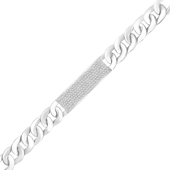 2 CT. T.w. Diamond I.d. Curb Chain Bracelet in Sterling Silver - 8.0"