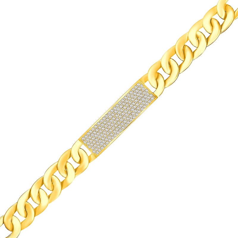 Men's 2 CT. T.W. Diamond I.D. Curb Chain Bracelet in Sterling Silver with 14K Gold Plate - 8.0"