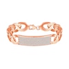 Thumbnail Image 0 of Men's 2 CT. T.W. Diamond I.D. Curb Chain Bracelet in Sterling Silver with 14K Rose Gold Plate - 8.0"