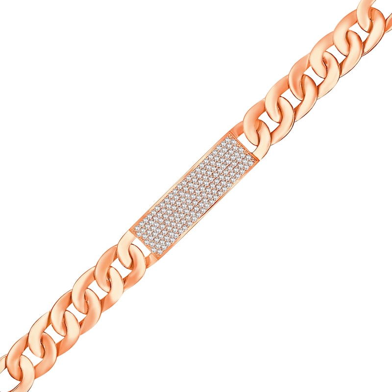 Men's 2 CT. T.W. Diamond I.D. Curb Chain Bracelet in Sterling Silver with 14K Rose Gold Plate - 8.0"