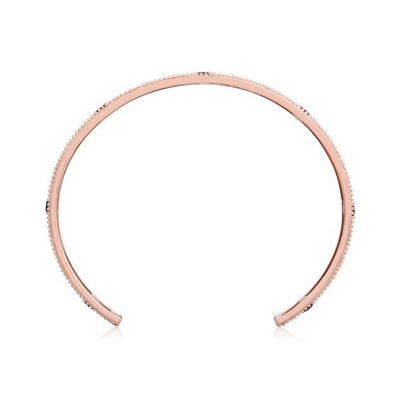 1 CT. T.w. Black Diamond Station Beaded Cuff in Sterling Silver with 14K Rose Gold Plate - 8.0"