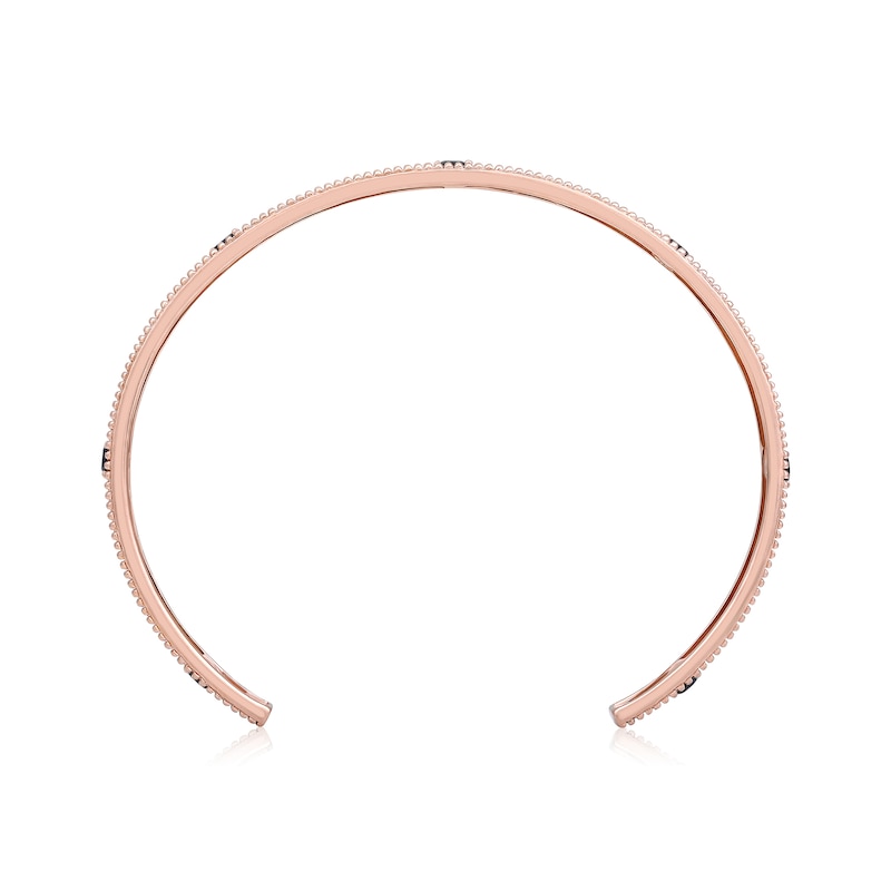 Main Image 3 of 1 CT. T.W. Black Diamond Station Beaded Cuff in Sterling Silver with 14K Rose Gold Plate - 8.0"