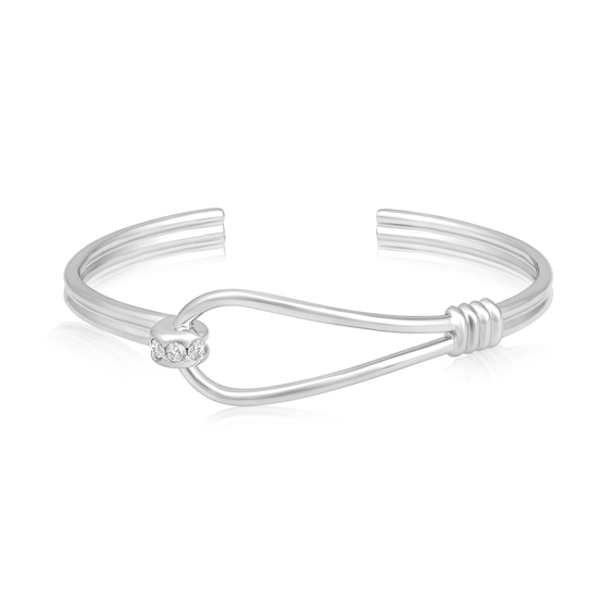 1/4 CT. T.w. Diamond Sideways Slip Knot Cuff in Sterling Silver - 8.0"