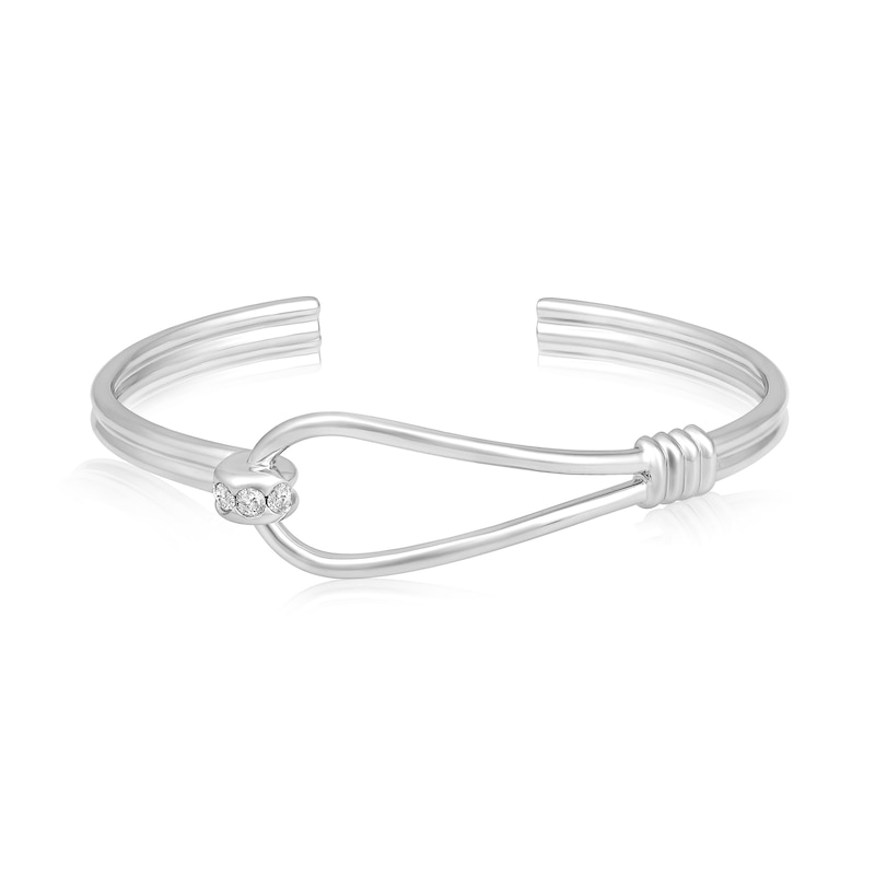 Main Image 1 of 1/4 CT. T.W. Diamond Sideways Slip Knot Cuff in Sterling Silver - 8.0"