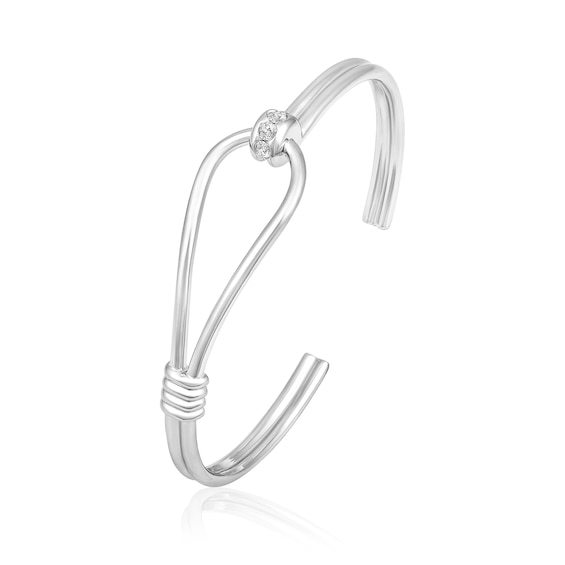 1/4 CT. T.w. Diamond Sideways Slip Knot Cuff in Sterling Silver - 8.0"
