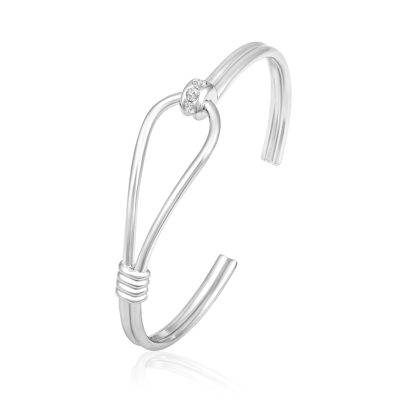 Main Image 2 of 1/4 CT. T.W. Diamond Sideways Slip Knot Cuff in Sterling Silver - 8.0"