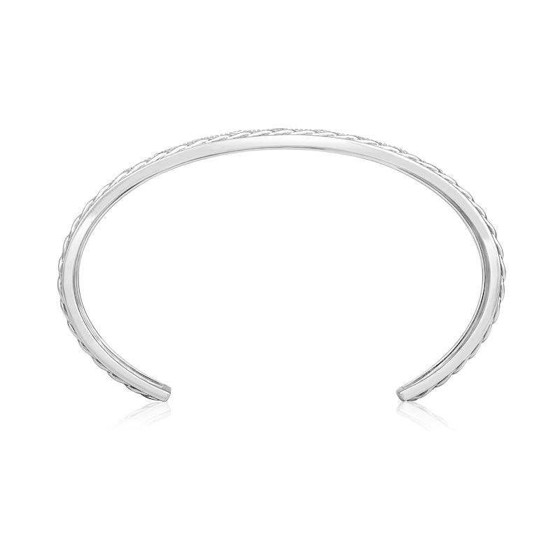 Main Image 3 of Men's 1/2 CT. T.W. Diamond Chain Edge Cuff in Sterling Silver - 8.0"